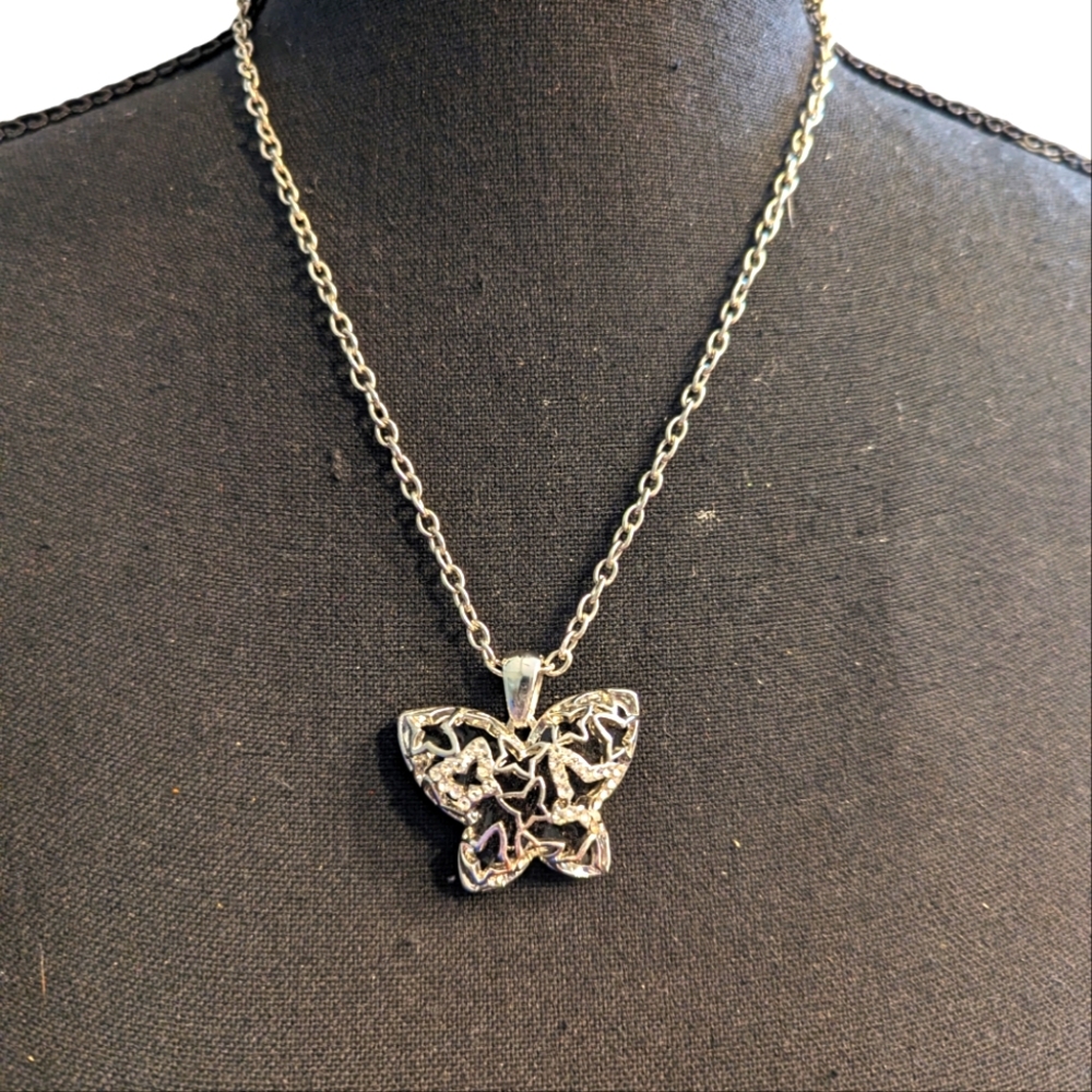 Silver Butterfly Shape Locket Style Pendant